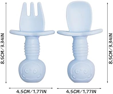 מזלג תינוקות של קנזופה וספון_סט, 4 יחידות סיליקון כלי האכלה עצמית של Sealy_Grip ערכת סכום פעוטות,