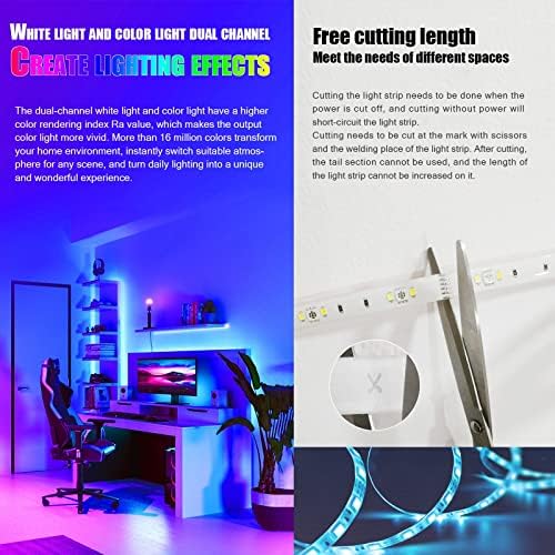 אורות LED של Muuxien 16.4ft לחדר שינה, אור LED רצועת LED, סנכרון מוסיקה, רצועת אור LED, נורות רצועת LED RGB