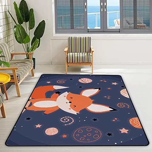 Xollar 72 x 48 בשטיחים גדולים של ילדים גדולים שועל אדום חמוד בחלל משתלת רכה שטיח פליימת לתינוקות לחדר