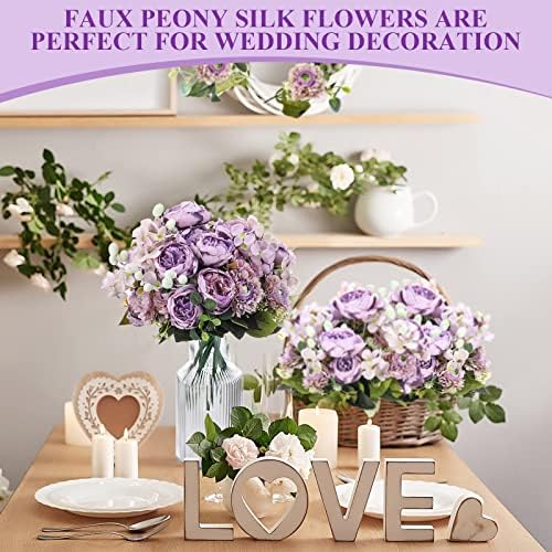 פרחי חתונה של קרוואי 8 זרי חתונה פרחי הידראנגאה פרחים וינטג 'פרחים מלאכותיים עם גבעולים פרחי