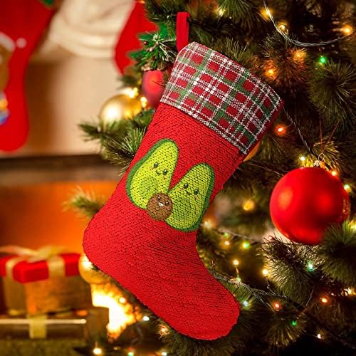 אבוקדו חמוד משפחתי נצנצים לחג חג המולד גרבי חג החג ההפוך משתנים מלאי קסום לחג המולד עץ אח תלייה גרביים