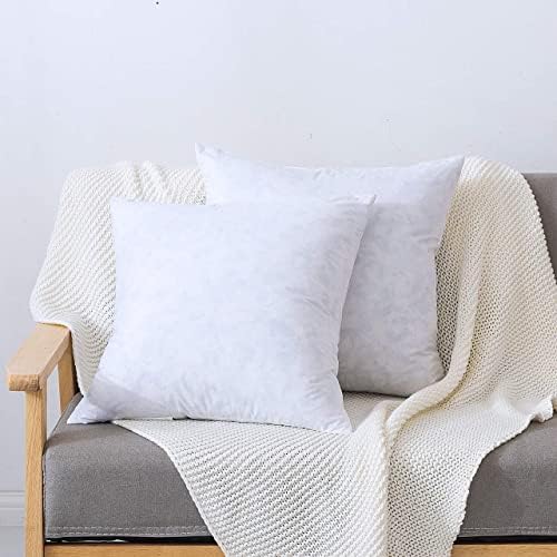 Downcool מכוסה כותנה לזרוק כרית כרית, מרובע למטה ונוצה ממולאת ספה דקורטיבית, 22x22 אינץ ', לבן