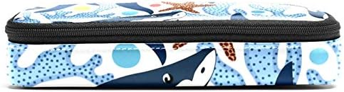 כריש פגזים כוכבי ים ואלמוגים צבעוניים דפוס ים עור עפר עפר עט עט עם תיק אחסון כפול רוכסן לתיק רוכסן לתיק