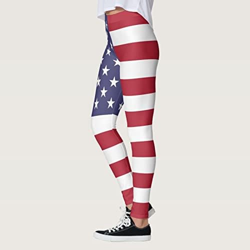 חותלות דגל אמריקה של נשים מותניים גבוהות לנשים פסים כוכבים פטריוטיים עם מכנסי עיפרון דקים