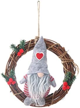 AMOSFUN גרלנד מעוטר לחג המולד תליונים תלויים בובה מסיבת זר תליון תליון אפור בובה קטנה חסרת פנים טבעת טבעת