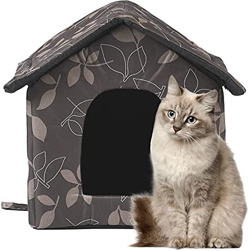 בית חתולים של קאודס עם כרית נשלפת, ארבע מקלט קיטי קן לחיות מחמד עם גג בד אטום למים, בית מלונה לחתול