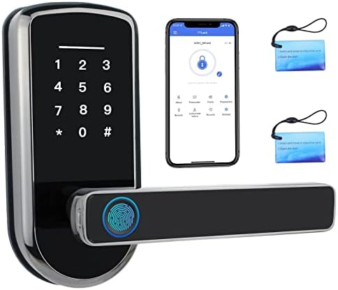 מנעול דלת חכמה של Lopofly, מנעול דלת טביעות אצבע עם לוח מקשים, אפליקציית Bluetooth מנעול דלת כניסה ללא מפתח,
