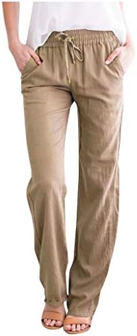 Meymia נשים מכנסי פשתן כותנה מזדמנים כושר רופף כושר אלסטי מגרש קצוץ קצץ אמצע מותניים קל מכנסי טרנינג