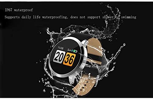 מסך עגול שעון חכם מד צעדים אטומים למים, מידע על טלפון ספורט תזכורת צמיד דופק דופק, מעקב אחר Smartwatch