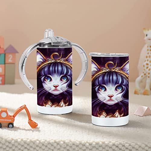 חמוד קריקטורה חתול ציורי כוס קש-חתול הדפסת תינוק קש כוס-מגניב קש כוס