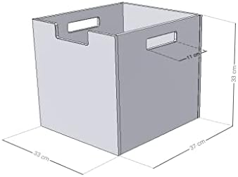 Benlemi Box אחסון עץ דגם 2 - עם ידיות - צבע עץ ורוד וטבעי - 33 x 33 x 37 סמ
