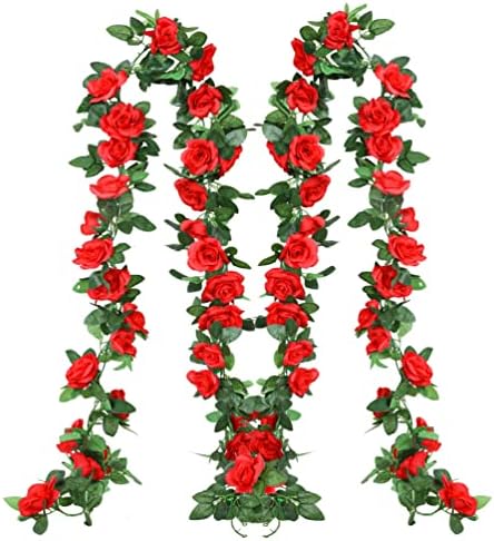 Luyue 2pack-15ft מזויף גפן אדומה גפן חג חג המולד גפנים פרחים מלאכותיים