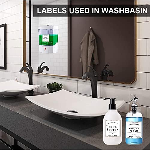 תווית מתקן סבון לבנה של Amzlabel, מדבקת מתקן סבון יד אטומה למים, תווית לשימוש חוזר לבקבוקי מזגנים מזכוכית