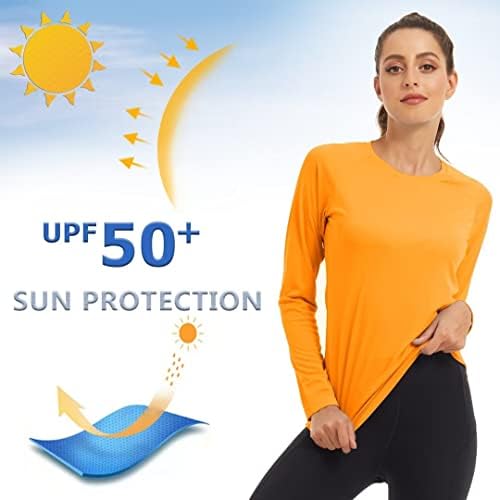חולצת הגנה מפני סאן של Kefitevd נשים שרוול ארוך UPF 50+ חולצות ביצועים עם מכסה המנוע לטיולים רגליים, קמפינג, דיג,