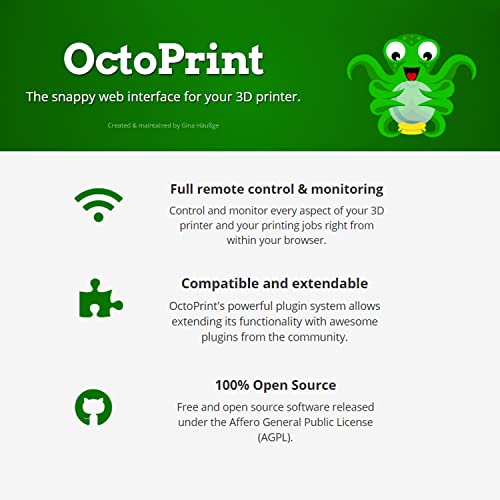 Octoprint מדפסת תלת מימד שלט רחוק שלט אינטרנט של מערכות שרת מקדימות לפני הפלאש והפנימה 1.75 ממ שחור