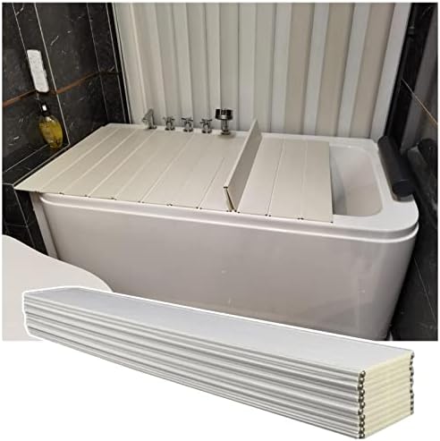 כיסוי אמבטיה מדף אמבטיה, מתלה אחסון מתקפל כיסוי בידוד לוח אבק אבק, עובי 0.6 סמ PVC מגש אמבטיה