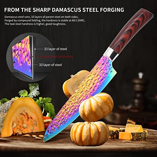 קשת סכין דמשק סט סכיני מטבח חדים ללא מקל סט עם סט סכינים של סכיני סכום של בלוק אקרילי, מתנה באיכות