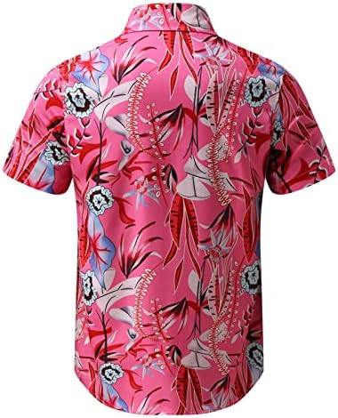 Realdo Mens Hawaiian חולצה עם שרוול קצר חליפות הדפסת פרחים חליפות טרופי 2 PC Sets כפתור למטה חולצות ותלבושת מכנסיים
