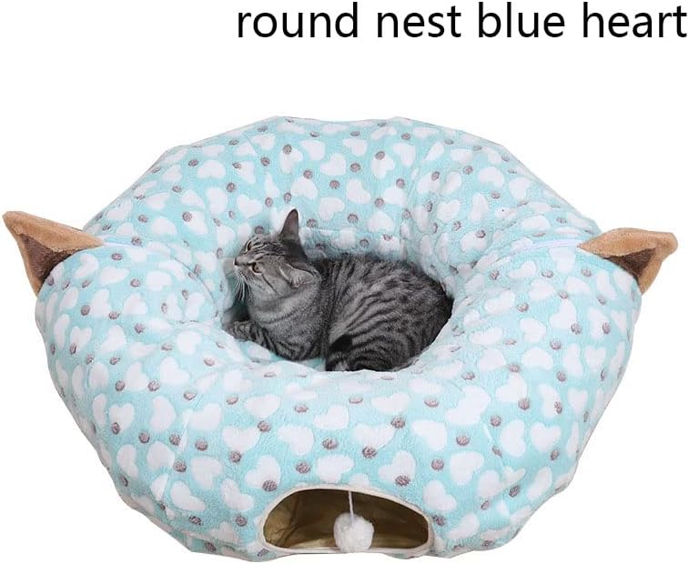 מיטת מנהרת חתול של נרקנטון עם צינור כרית צעצוע באוקספורד בקוטר גדול קפלים מאריכים קפלים מתאימים לחתולים