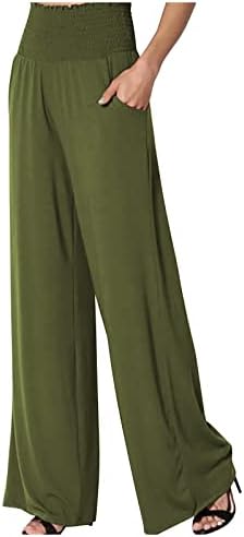 מכנסי משקל קלות של HDZWW ליידי רופפים מכנסיים מוצקים נושמים קרסול קיץ מסלול גבוה מרפה רגל ישרה