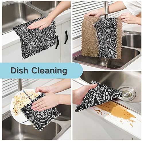 פסי פייזלי של קטאקו מטליות מטבח מטליות לשטיפת כלים לניקוי חוזר ניקוי כלים מגבות מגבות מיקרו -סיבר