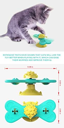 טחנת רוח חתול ספינר צעצוע צורה פרפר לחתולים מקורה עם עיצוב טחנת רוח יניקה כלול חתולים מברשת שיער