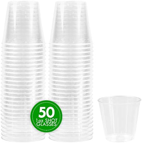 כוסות זריקה מפלסטיק 1 עוז צלולות קריסטל כוסות פלסטיק קשיח חד פעמיות-כוסות, נהדרות לוויסקי, ג ' לי, זריקות,