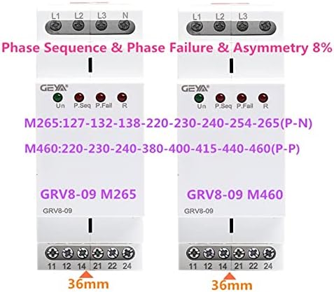 GRV8-09 רצף שלב ממסר כשל שלב ממסר 8A 2SPDT 36 ממ רוחב ניטור שלב מכשיר 36 ממ רוחב