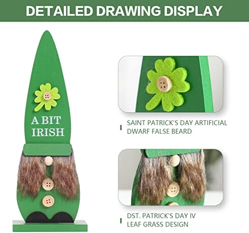 Rosecraft St Patricks קישוטים יום, שלט שולחן עץ של 2 יחידים ירוקים. נושאים איריים נושאים גנום שולחני שולחן שולחני