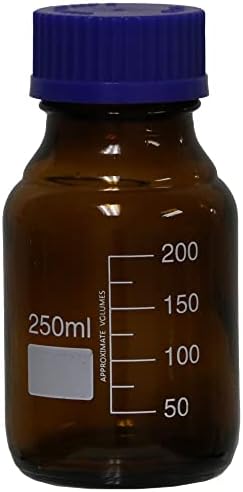 קרטר מדעי 50 מל אקטין נמוך, ענבר, בקבוק אחסון מדיה עגול זכוכית עם כובע בורג, 254G2