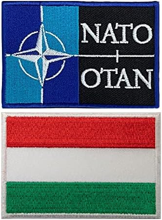 צבא נאטו א-אחד תפור על טלאי + טלאי רקום דגל הונגריה, סמלים אחידים של הצבא, טלאי ימי לבגדים, שמלות, סרט