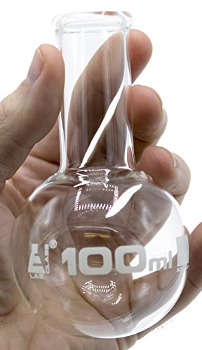 בקבוק רותח, 100 מל - זכוכית בורוסיליקט - תחתית עגולה, צוואר צר - מעבדות איסקו