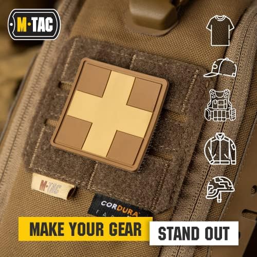 M -TAC טלאי PVC צלב רפואי - תג מורל להילוך צבאי צבאי טקטי עם אטב וו