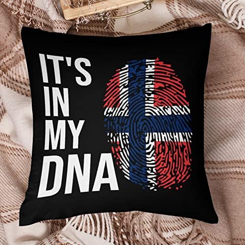 זה ב- DNA שלי דגל נורווגיה מרובע כרית מכסה כרית פוליאסטר כיסויי כרית לזרוק כיסויי כריות לעיצוב ספה