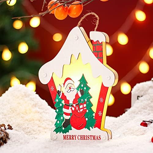 קישוטים לחג המולד קישוטי חלונות בית עץ LED צבי זוהר תליון עץ חג המולד אבזרי חרוזים על חוט למלאכה