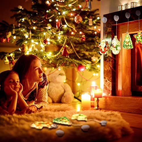 5 חתיכות אורות קישוט חלון חג המולד חלון אורות קישוט תלויים אורות עיצוב עץ חג המולד סנטה קלאוס אורות קישוט