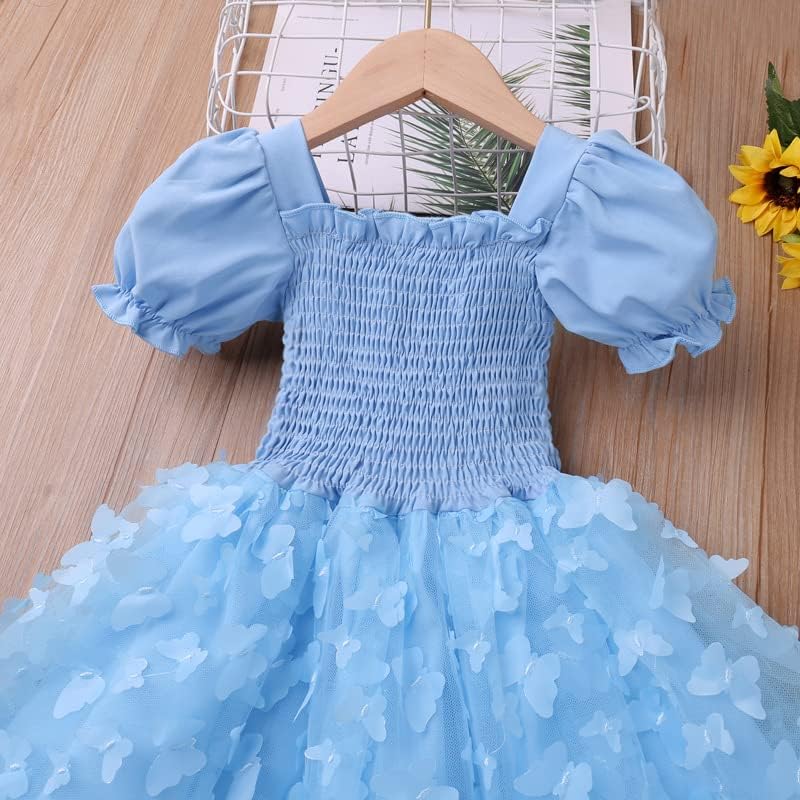 פעוטות תינוקות בנות קיץ שמלת פרפר ילדות קטנות שרוול נשיפה קצרה שמלת מסיבת נסיכה