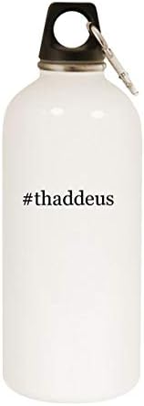 מוצרי מולנדרה thaddeus - 20oz hashtag בקבוק מים לבנים נירוסטה עם קרבינר, לבן