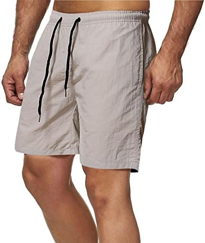 ספורט מכנסיים קצרים לגברים להתאים שרוך קיץ חוף מכנסיים קצרים עם אלסטי מותניים וכיסים כדורסל מכנסיים