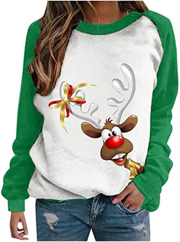 סוודר לשרוולים ארוכים של נשים צמרות חג המולד תלת מימד הדפס טריקו סווטשירט אופנה אופנה O-Neck Tees