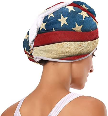אמריקה ארהב דגל מיקרופייבר מגבת שיער לנשים אנטי פריז סופג