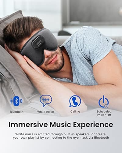 מסכת שינה של Renpho Eyewnooze - אולטרה רך HD Bluetooth מסכת עיניים שינה עם אוזניות, מסכת שינה