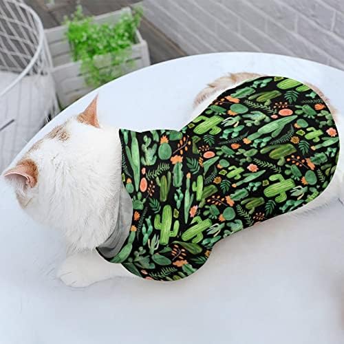 חולצה ירוקה קקטוס חולצה מקשה אחת תחפושת כלבים אופנתית עם אביזרי חיית מחמד כובע