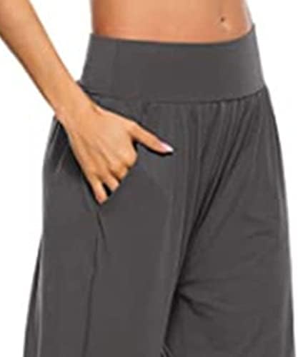 מכנסי יוגה רגל רחבים של Maiifu-GJ לנשים מכנסי טרקלין מזדמנים מותניים גבוהים רופפים מכנסי טרנינג זורמים
