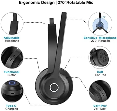 Bluetooth אוזניות אוזניים בודדות עם מיקרופון, אוזניות מבטלות רעש טלפון סלולרי, שיחה חינם BT 5.2 אוזניות אלחוטיות