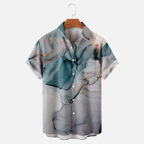 גברים חולצות הוואי בהוואי כפתור הדפסה משששתי מזדמן עם כיסים רופפים פניות רופפות חולצות חוף שרוול קצר חולצות