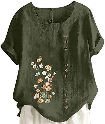 חולצות טוניקה טוניקה קז'ן כותנה קז'ן בקיץ בתוספת גודל פרחים מודפסים חמודים חמודים רופפים חולצות התאמה