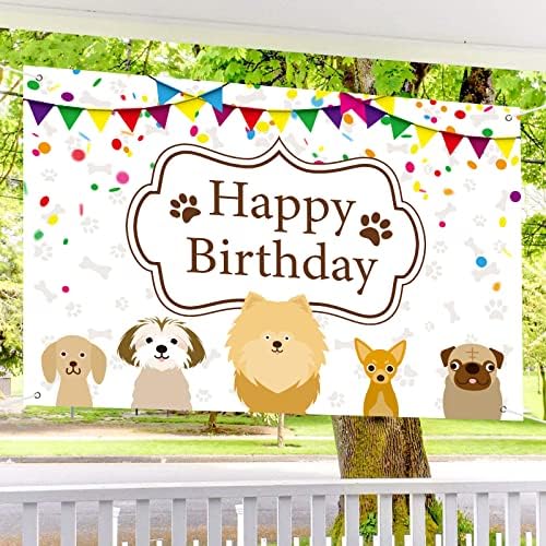 BELREW כלב תפאורה של יום הולדת, נושא גורים יום הולדת שמח רקע צילום, כלב חיות מחמד למסיבת יום הולדת לתא צילום
