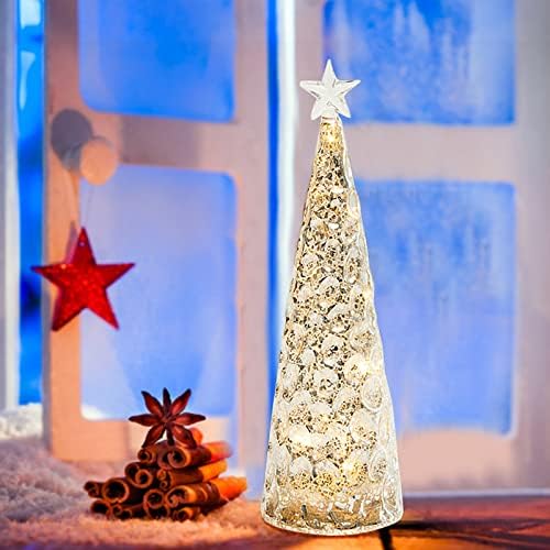 מנורות מהנות קישוטי חג המולד בבית חג המולד עץ חג המולד מזכוכית נוצצת עם אורות LED קישוטי עץ חג