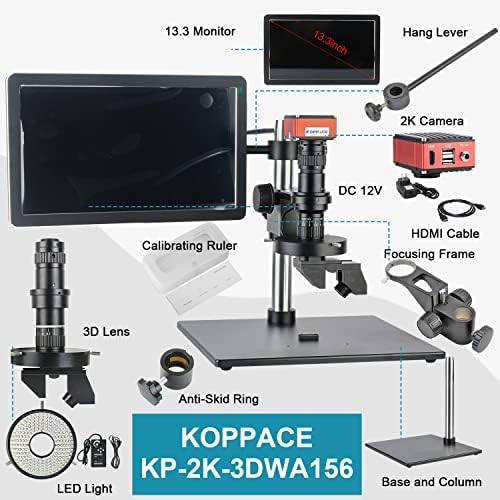 Koppace 2D/3D מודד מיקרוסקופ 360 מעלות עדשת סיבוב 12x-105x 2k HD Camer